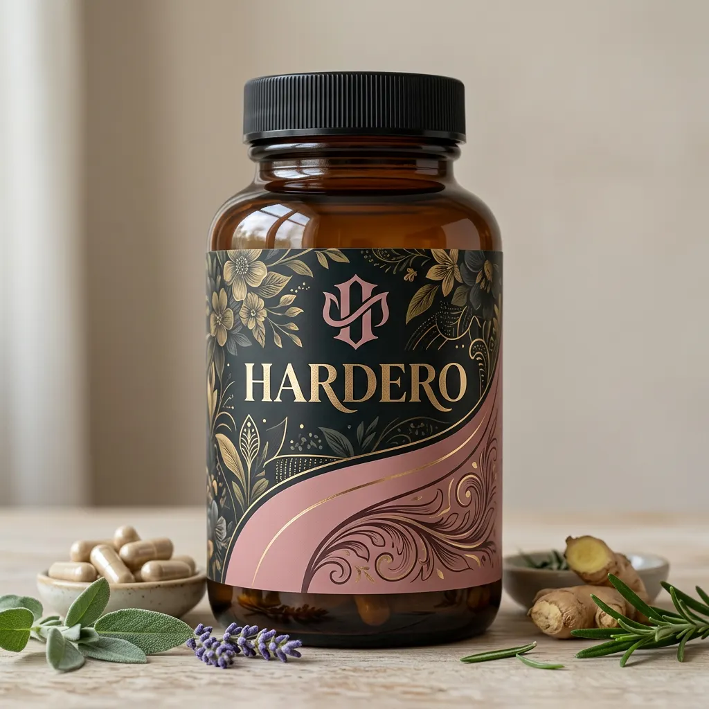 Hardero plant-based men's formula bottle, dark navy with gold cap